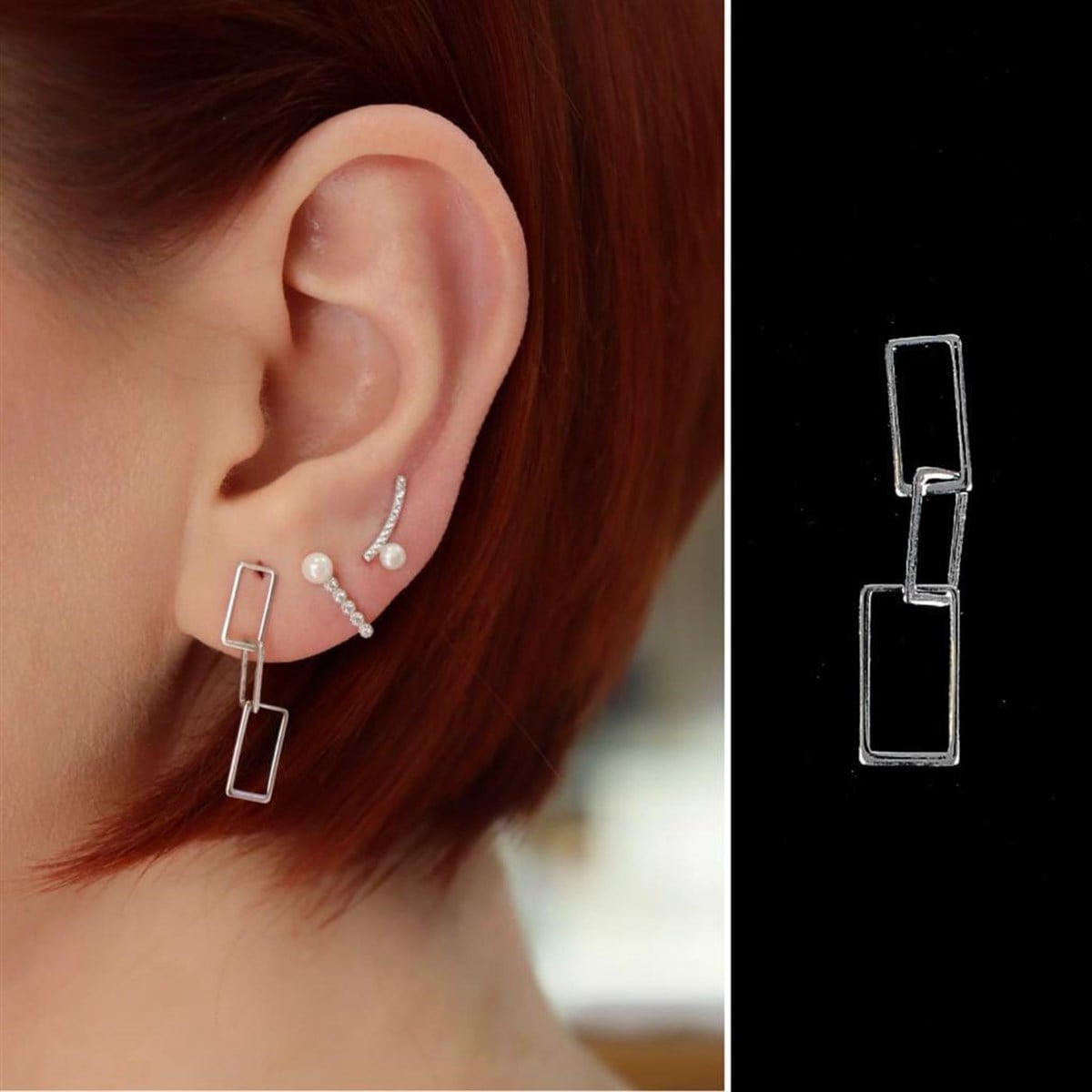 Tria Dikdörtgen Küpe