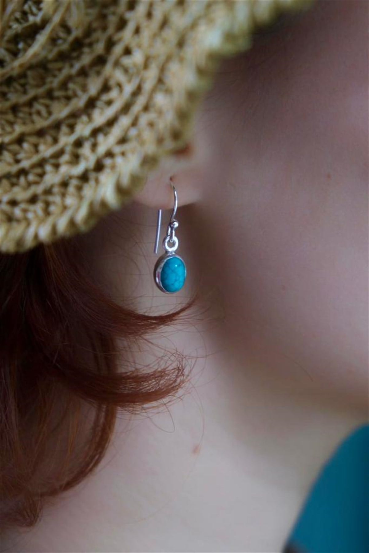 Turkuaz Taşlı Küpe  