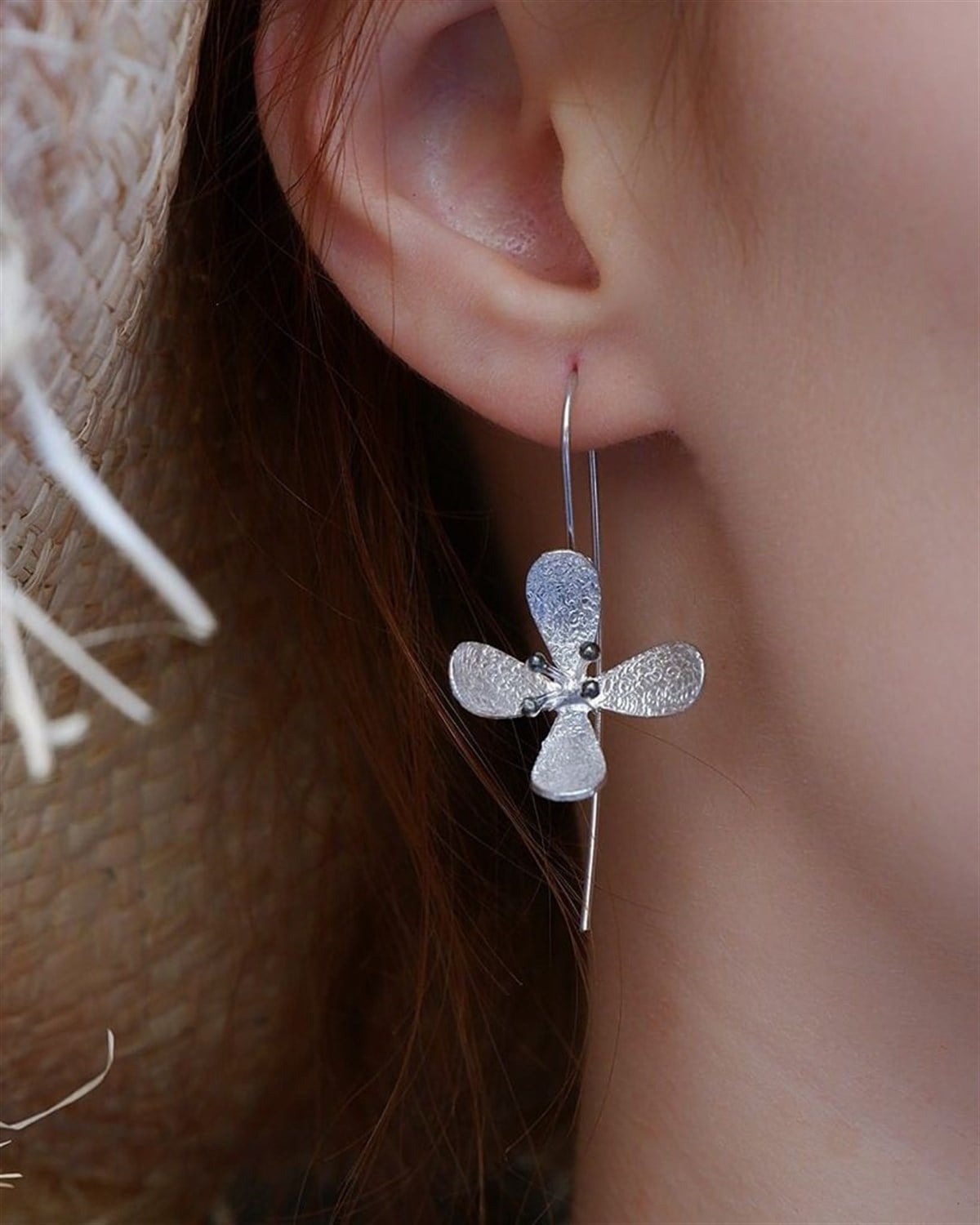 Yasemin Çiçeği Gümüş Küpe