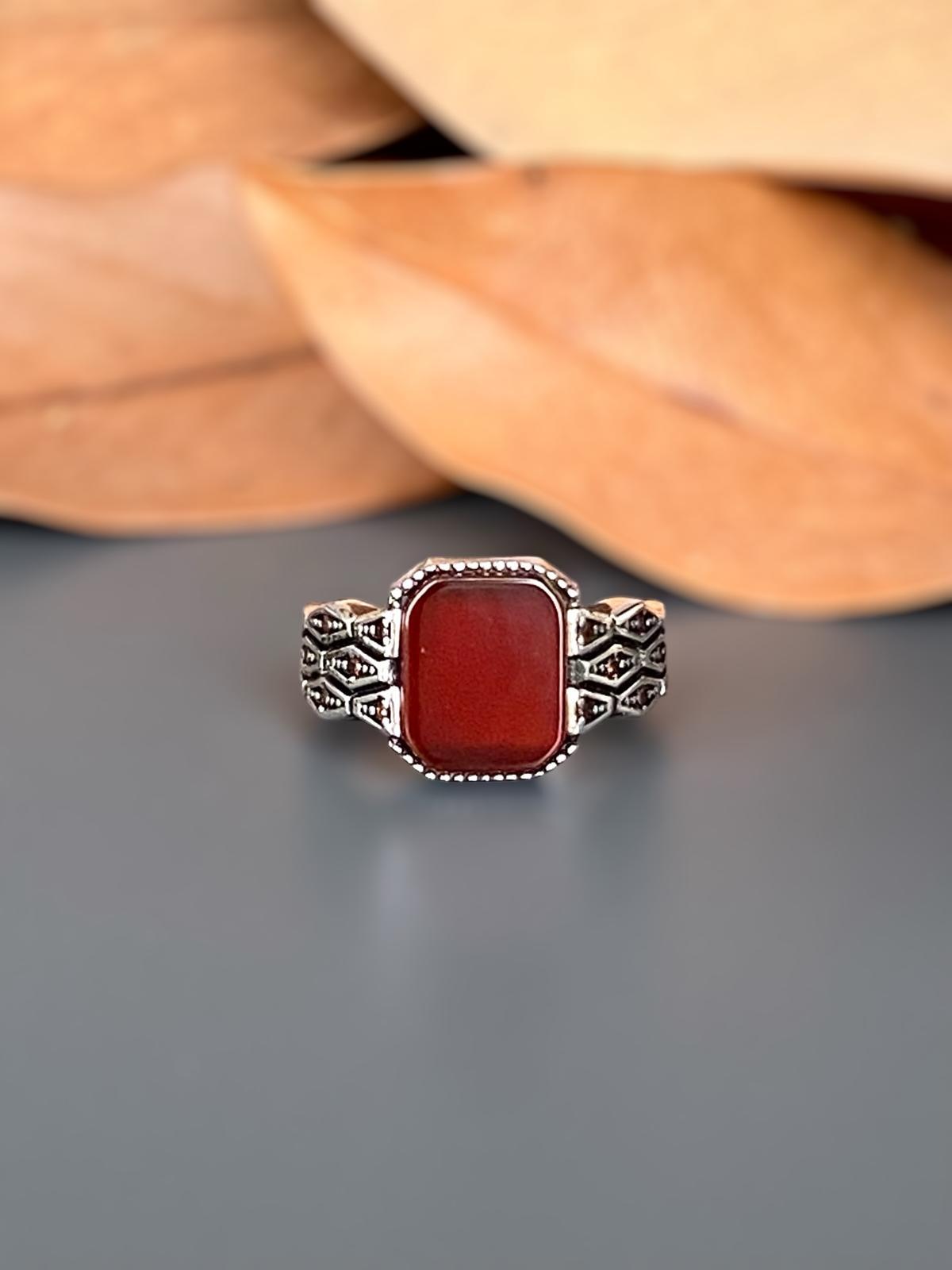 Kırmızı Akik Taşlı Yüzük 2