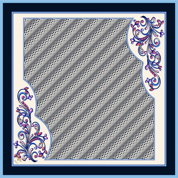 BLACK SERİ EŞARPGeometrik Desen Black Seri Twill Eşarp Askısı ile Birlikte 90x90 cm