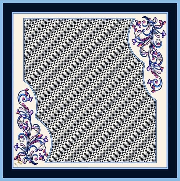 BLACK SERİ EŞARPGeometrik Desen Black Seri Twill Eşarp Askısı ile Birlikte 90x90 cm