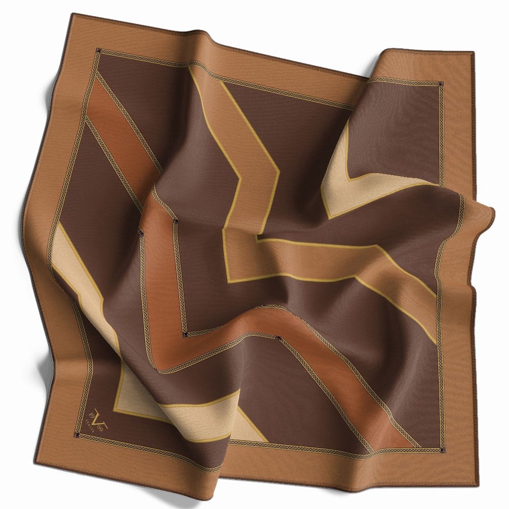 GOLD SERİ EŞARPGeometrik Desen Gold Seri Twill Eşarp Askısı ile Birlikte 90x90 cm