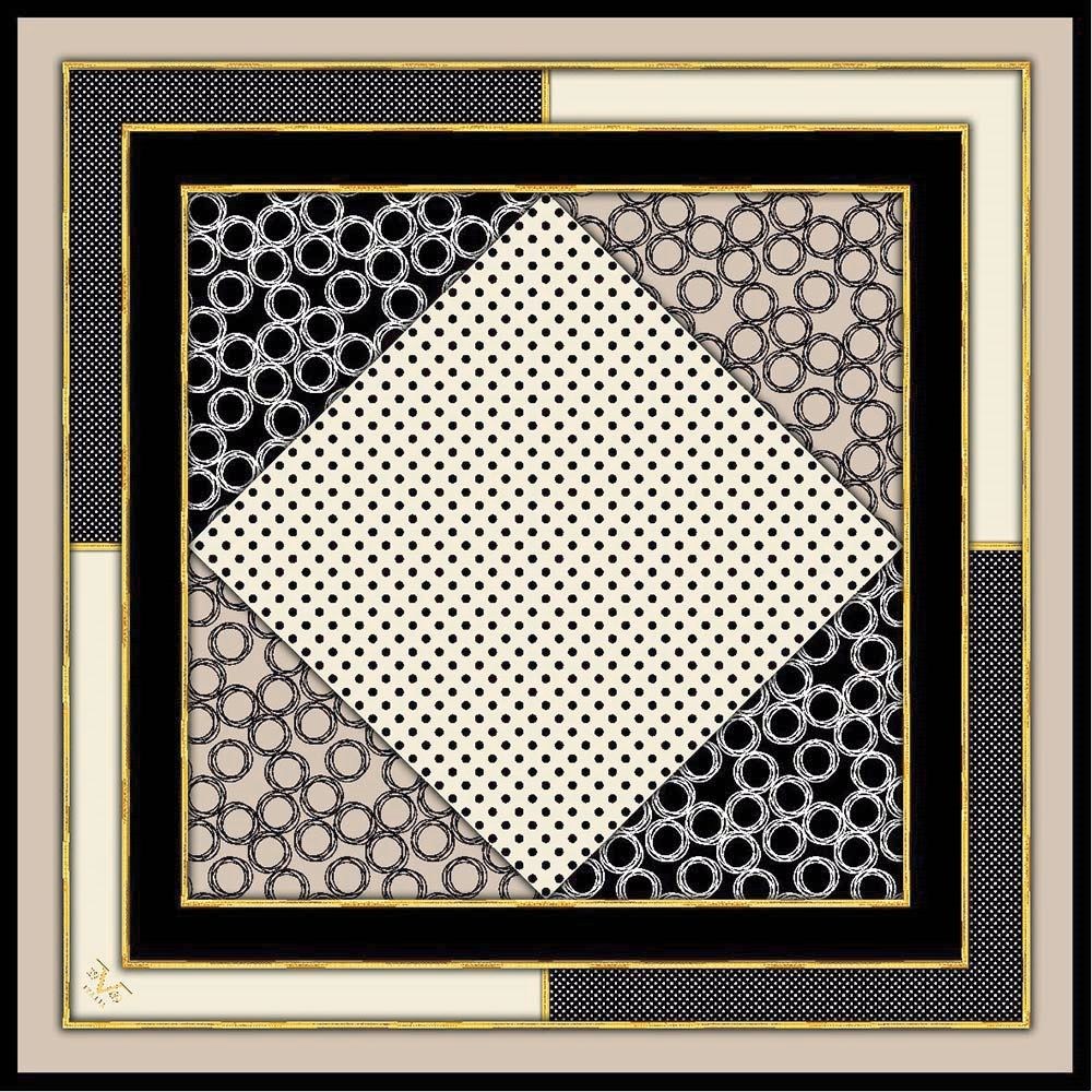 GOLD SERİ EŞARPGeometrik Desen Gold Seri Twill Eşarp Askısı ile Birlikte 90x90 cm
