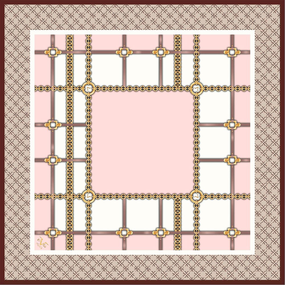 EŞARPGeometrik Desen Gold Seri Twill Eşarp Askısı ile Birlikte 90x90 cm