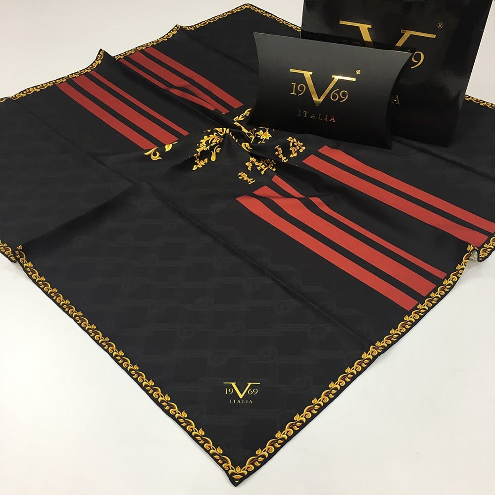 EŞARPDesenli Black Seri Twill Eşarp Askısı ile Birlikte 90x90 cm