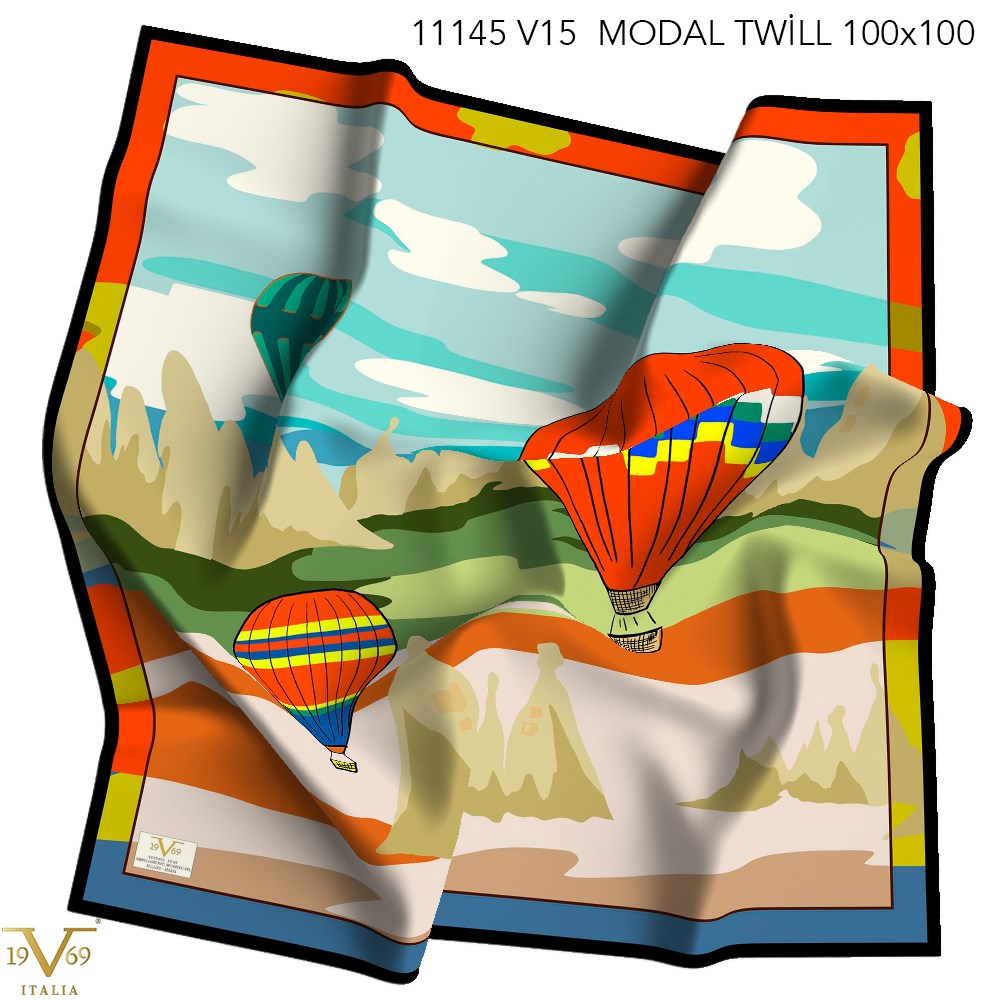 EŞARPDesenli Modal Twil Seri Seri Eşarp Askısı İle Birlikte 100X100 cm