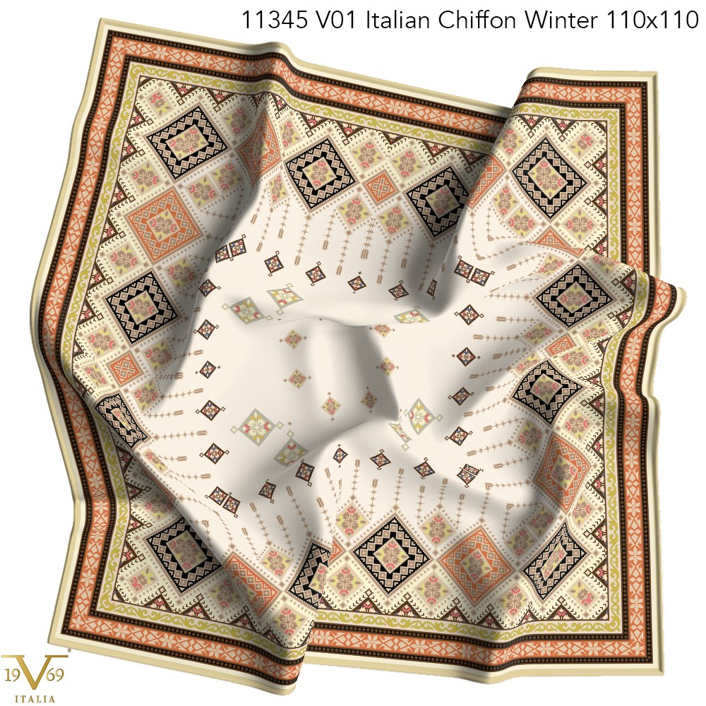 EŞARPDesenli Kışlık İtalyan Şifon Eşarp Askısı ile Birlikte 110x110 cm