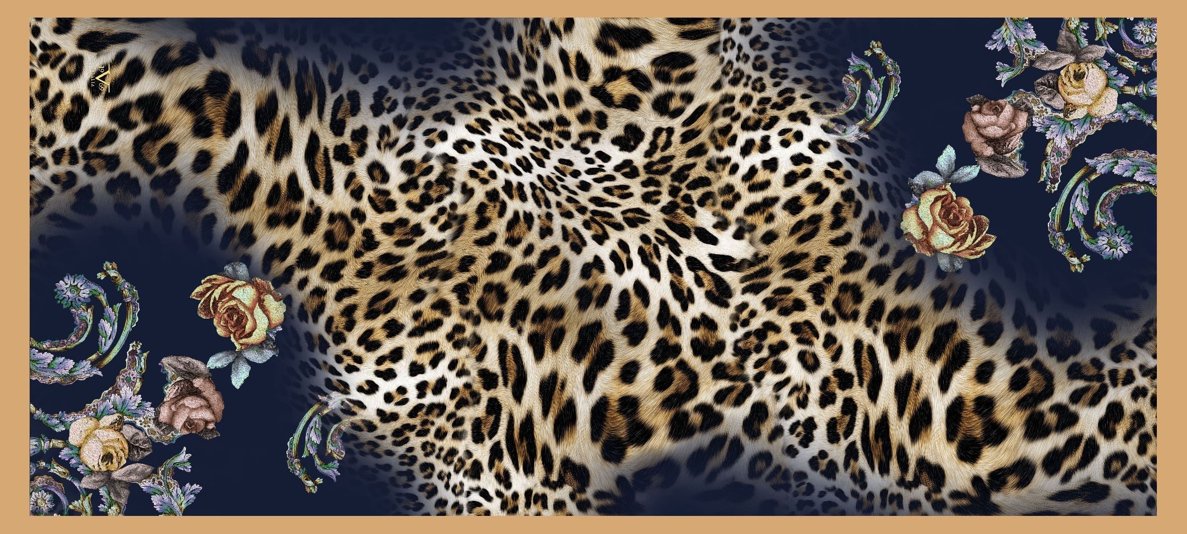 ŞALLeopar Çiçekli Desen Modal Seri Şal Askısı ile Birlikte 75X200 cm