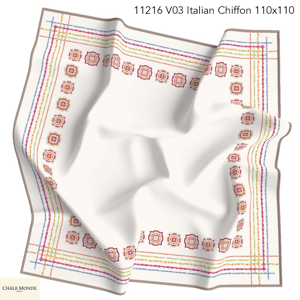 ŞALDesenli İtalyan Şifon Eşarp Askısı ile Birlikte 110x110 cm