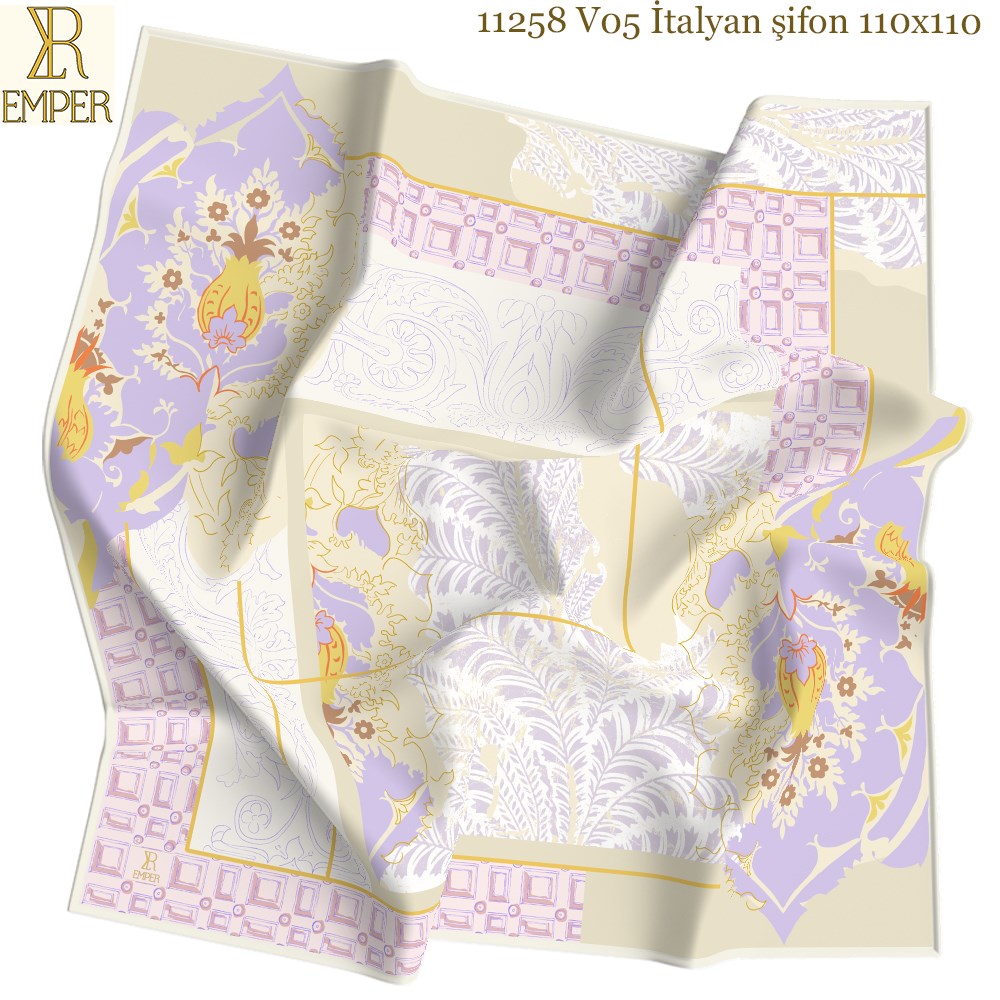 EŞARPDesenli İtalyan Şifon Seri Askısı ile Birlikte 110x110cm