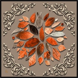 EŞARPBarok Çiçekli Desen Black Seri Twill Eşarp Askısı ile Birlikte 90x90 cm