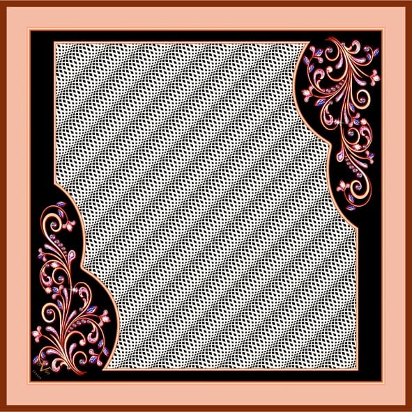 BLACK SERİ EŞARPGeometrik Desen Black Seri Twill Eşarp Askısı ile Birlikte 90x90 cm