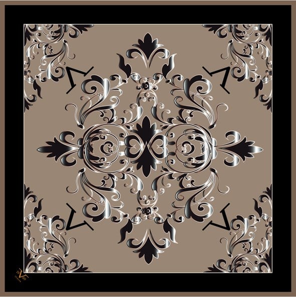 EŞARPDesenli Black Seri Rayon Eşarp Askısı ile Birlikte 90x90 cm