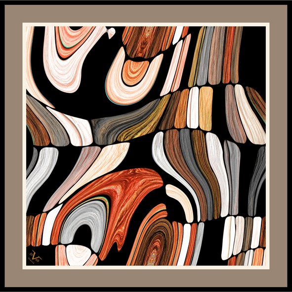 EŞARPAbstract Desen Black Seri Twill Eşarp Askısı ile Birlikte 90x90 cm