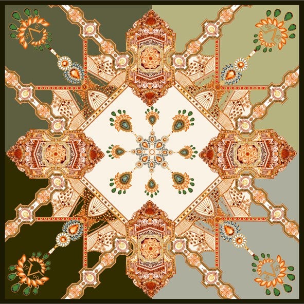 EŞARPBarok Desen Black Seri Rayon Eşarp Askısı ile Birlikte 90x90 cm