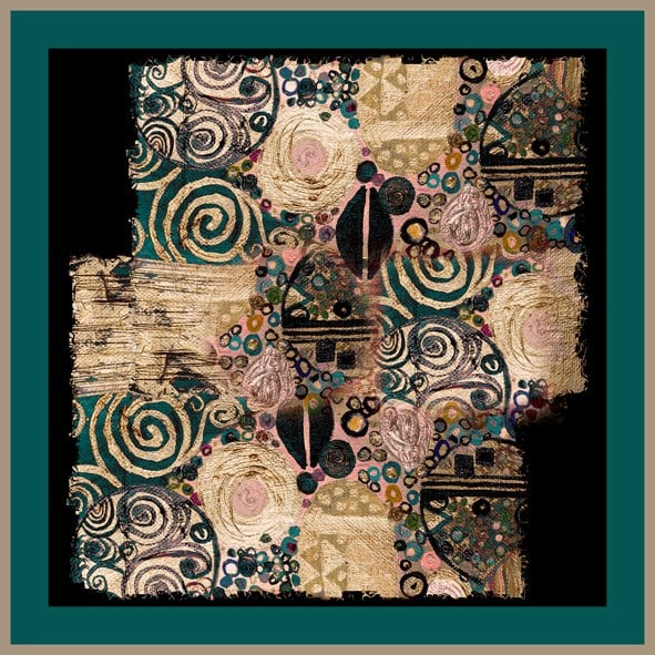 EŞARPEthnic Desen Black Seri Twill Eşarp Askısı ile Birlikte 90x90 cm