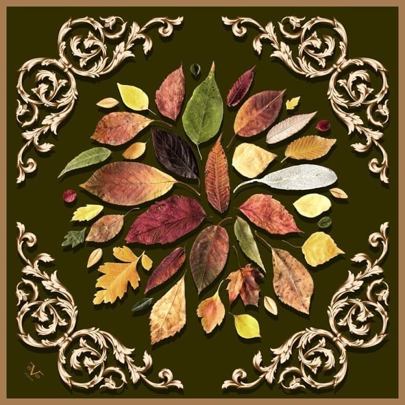 EŞARPBarok Çiçekli Desen Black Seri Twill Eşarp Askısı ile Birlikte 90x90 cm