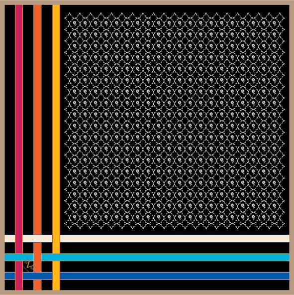 EŞARPLogo Desen Black Seri Twill Eşarp Askısı ile Birlikte 90x90 cm