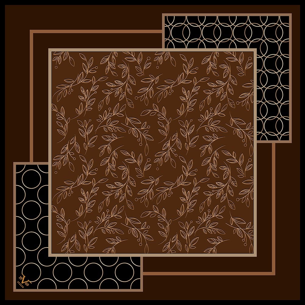 EŞARPÇiçekli Desen Black Seri Twill Eşarp Askısı ile Birlikte 90x90 cm