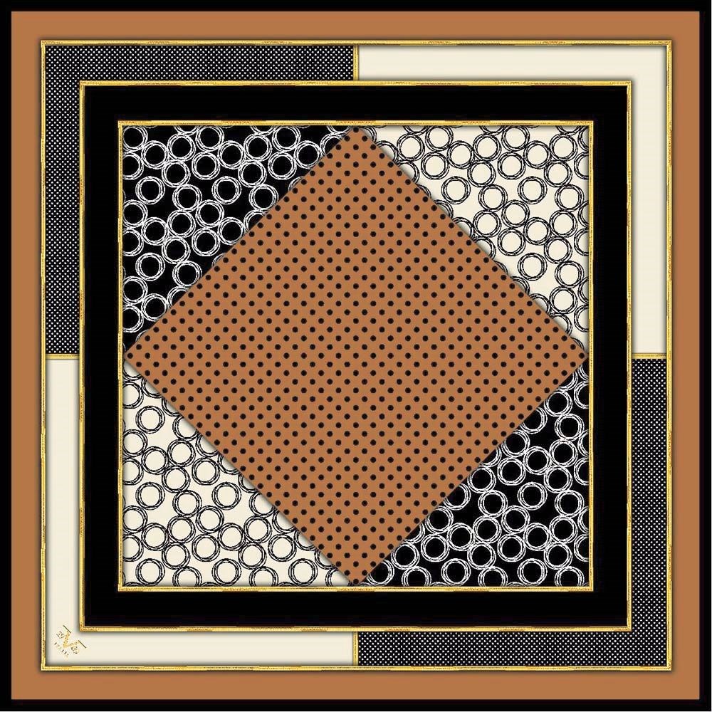 GOLD SERİ EŞARPGeometrik Desen Gold Seri Twill Eşarp Askısı ile Birlikte 90x90 cm