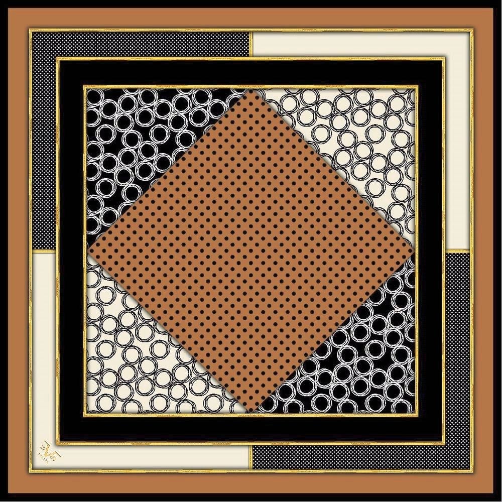 GOLD SERİ EŞARPGeometrik Desen Gold Seri Twill Eşarp Askısı ile Birlikte 90x90 cm