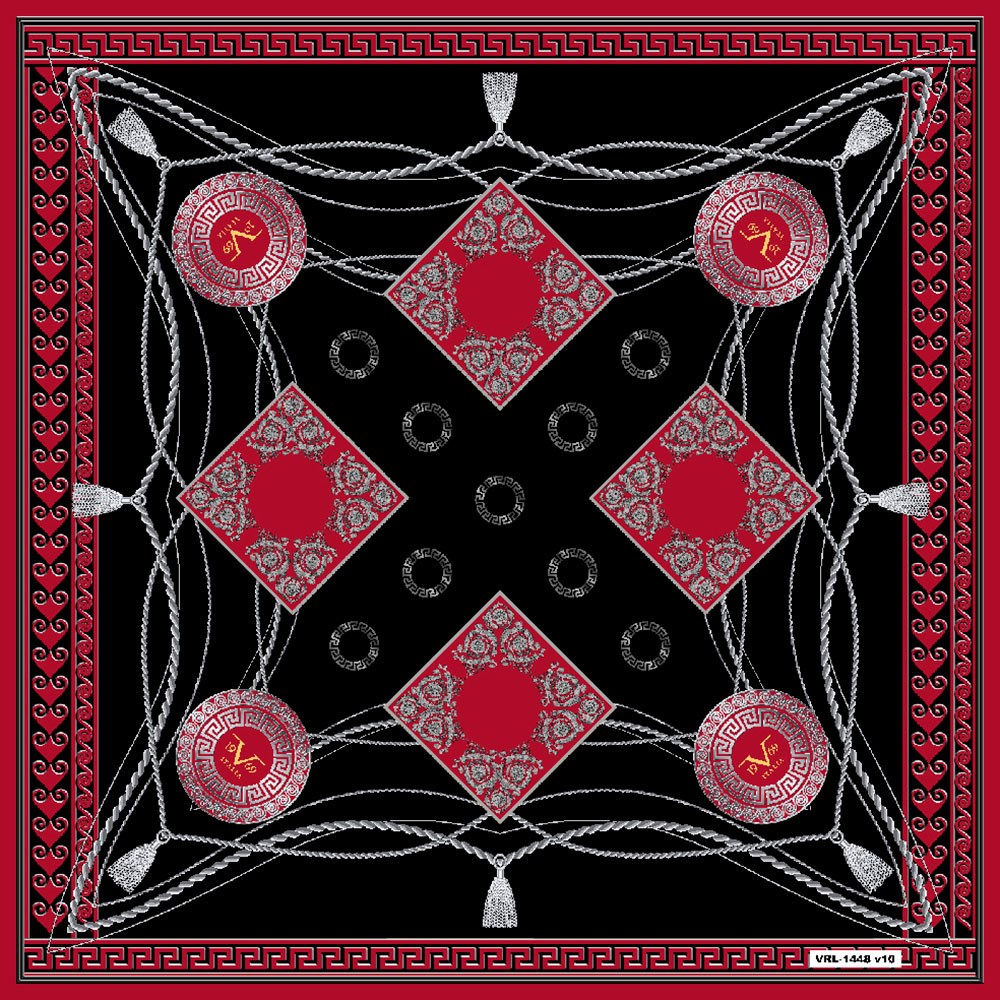 BLACK SERİ EŞARPBarok Halatlı Desen Black Seri Twill Eşarp Askısı ile Birlikte 90x90 cm