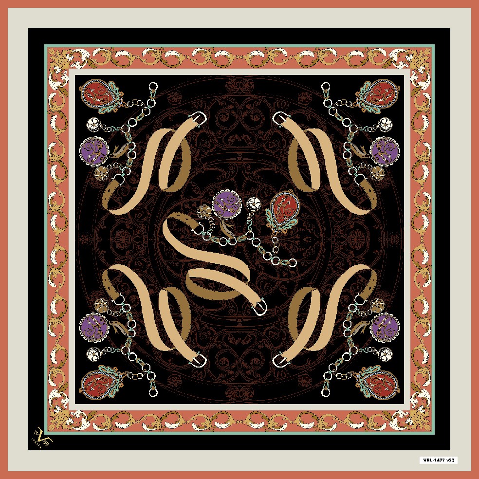 BLACK SERİ EŞARPKemer Zincirli Desen Black Seri Twill Eşarp Askısı ile Birlikte 90x90 cm