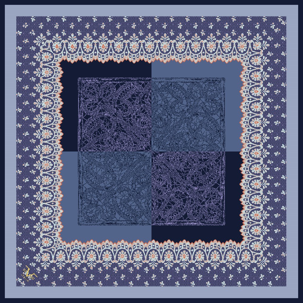 EŞARPDantel Desen Black Seri Twill Eşarp Askısı ile Birlikte 90x90 cm