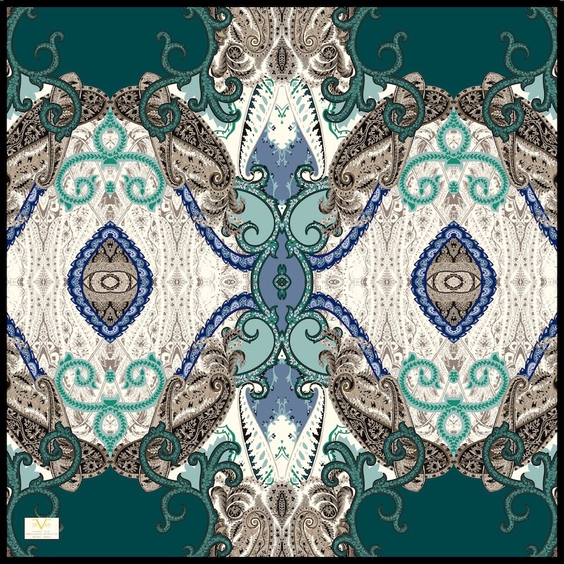 EŞARPEtro Desen İtalyan Şifon Seri Eşarp Askısı İle Birlikte 110x110 cm **