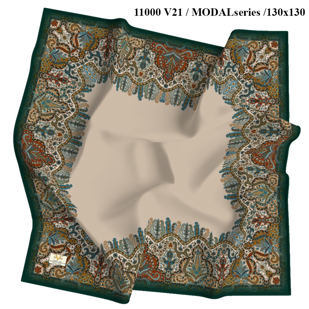 EŞARPEthnic Desen Panno Modal Seri Şal Askısı ile Birlikte 130x130 cm