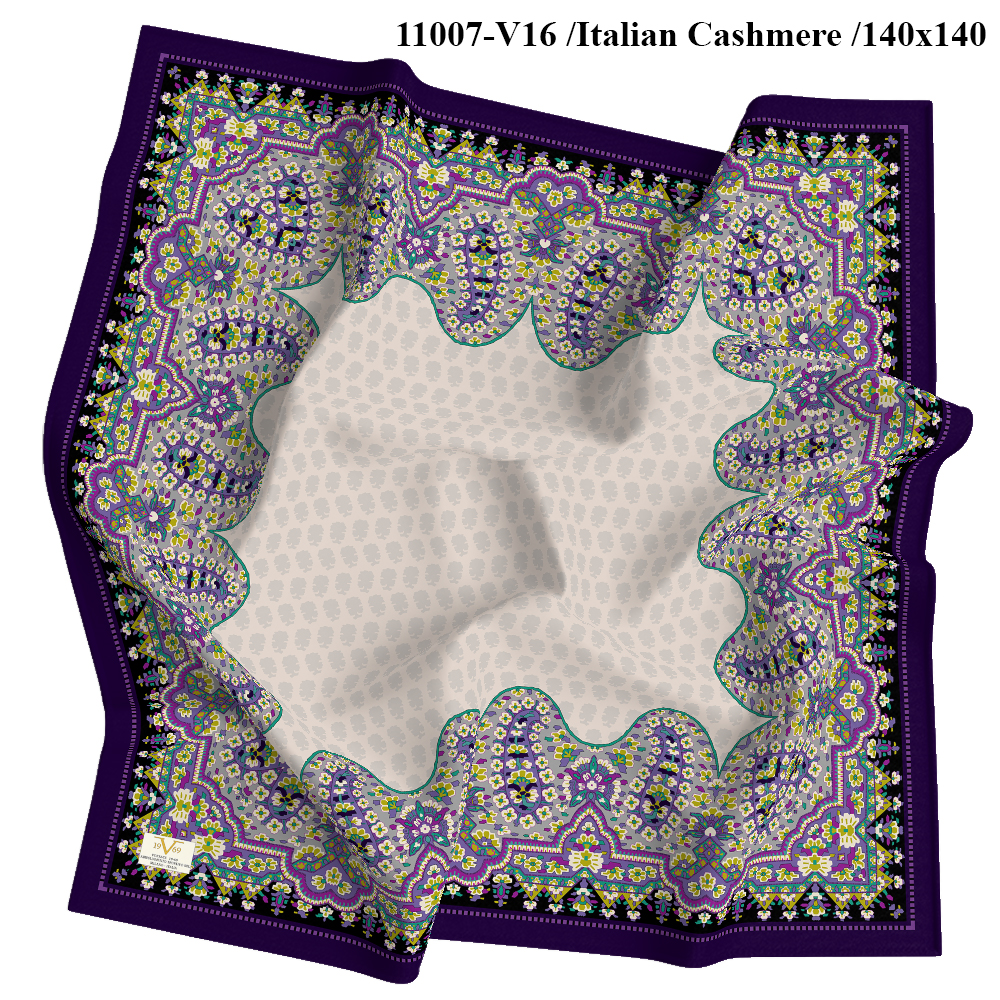 EŞARPMozaik Desen İtalian Kaşmir Seri Eşarp Askısı ile Birlikte 140x140