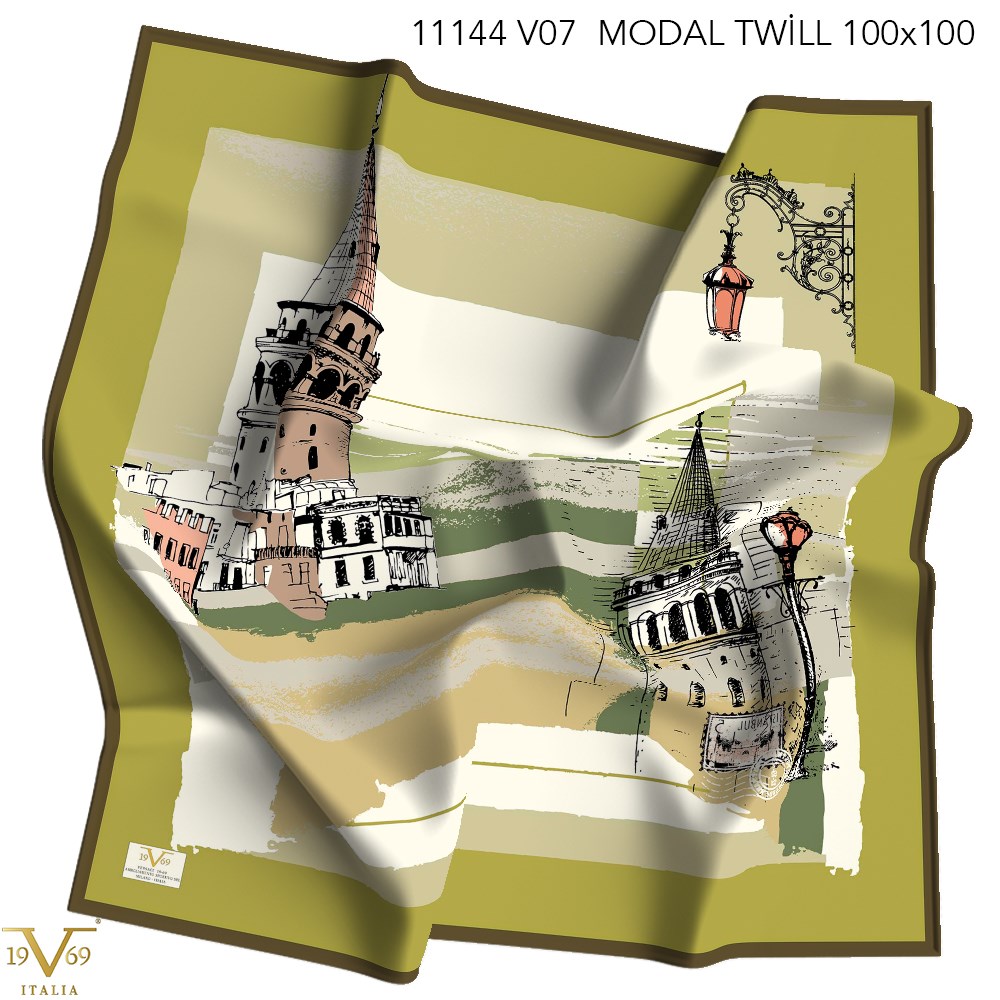 EŞARPDesenli Modal Twil Seri Seri Eşarp Askısı İle Birlikte 100X100 cm