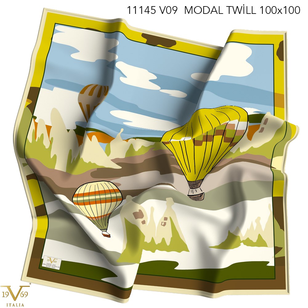 EŞARPDesenli Modal Twil Seri Seri Eşarp Askısı İle Birlikte 100X100 cm