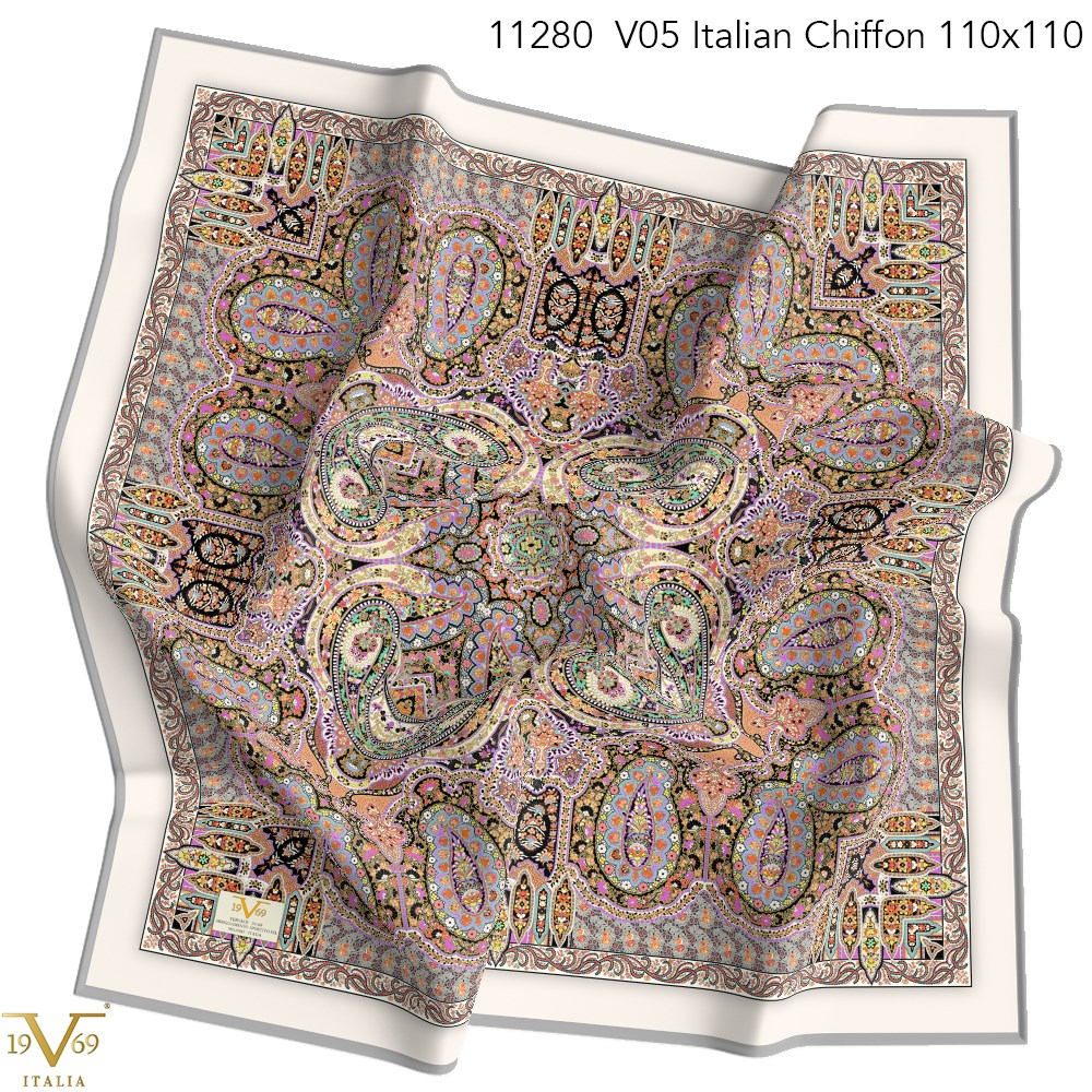 EŞARPDesenli İtalyan Şifon Seri Eşarp Askısı ile Birlikte 110x110 cm