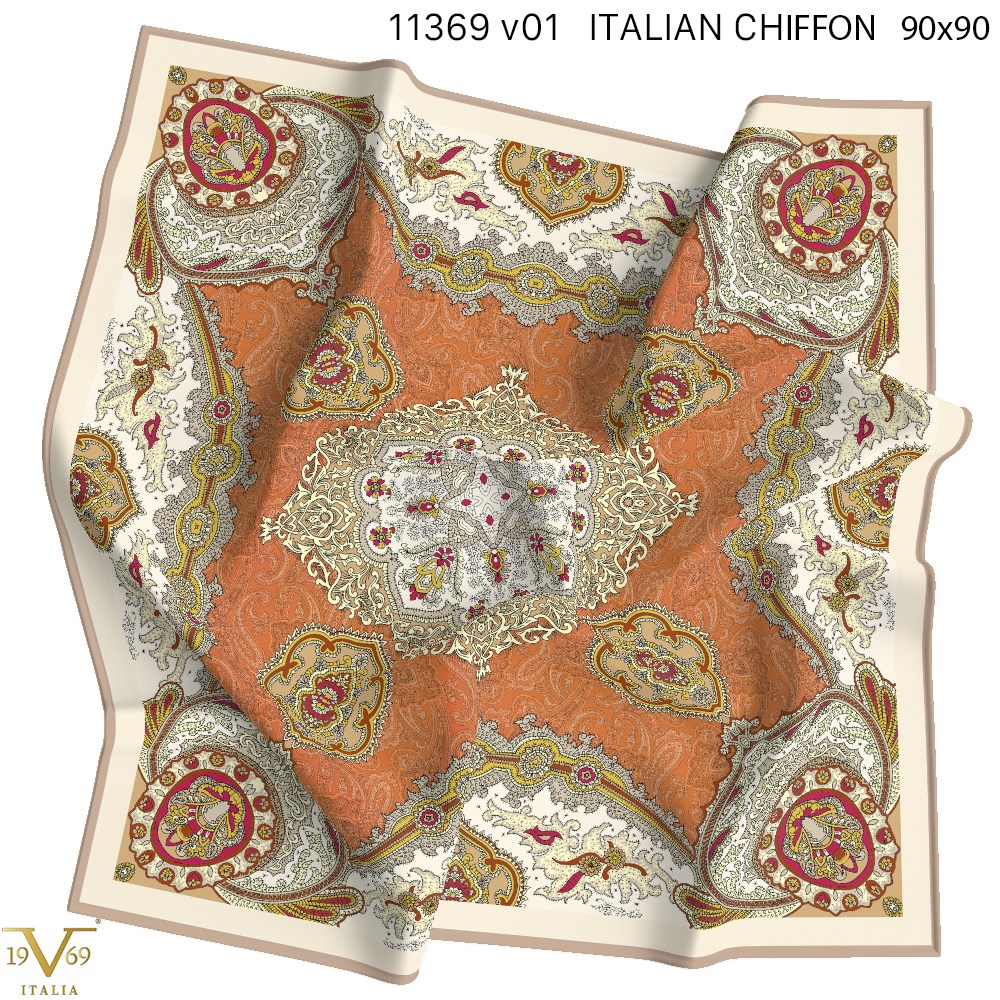 ScarfDesenli Kışlık İtalyan Şifon Eşarp Askısı ile Birlikte 90x90 cm