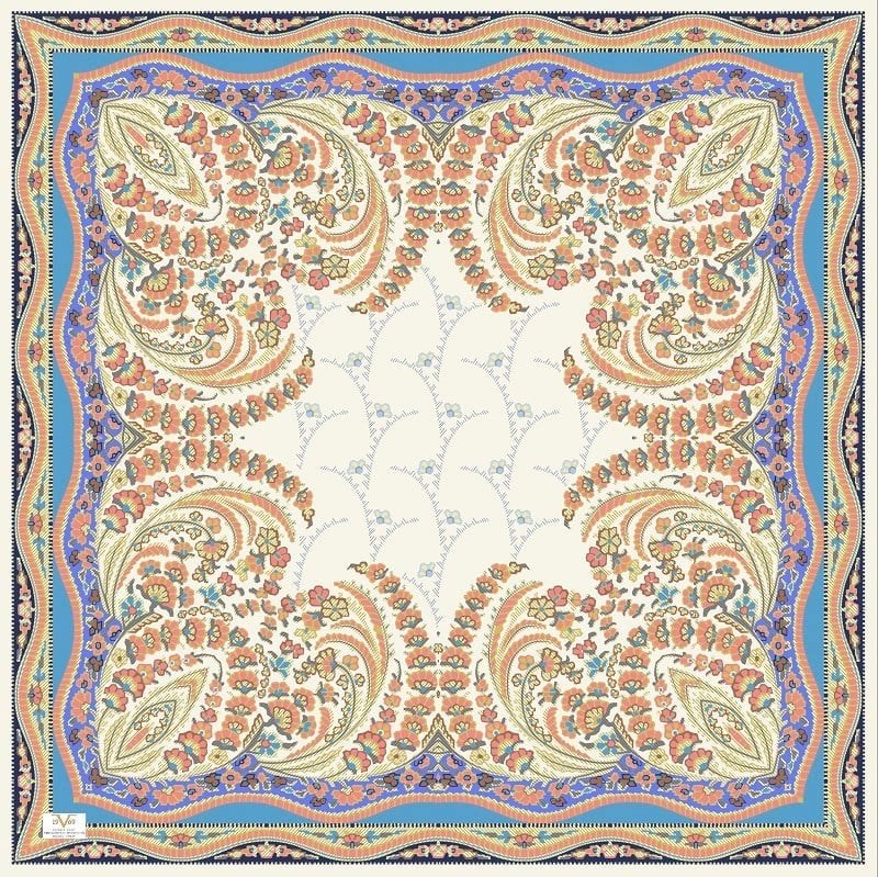EŞARPDesenli İtalyan Şifon Eşarp Askısı ile Birlikte 110x110 cm