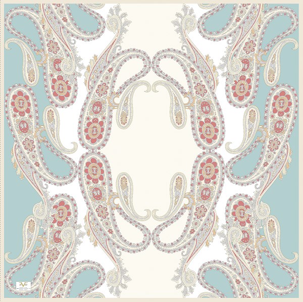 ScarfDesenli İtalyan Şifon Eşarp Askısı ile Birlikte 110x110 cm