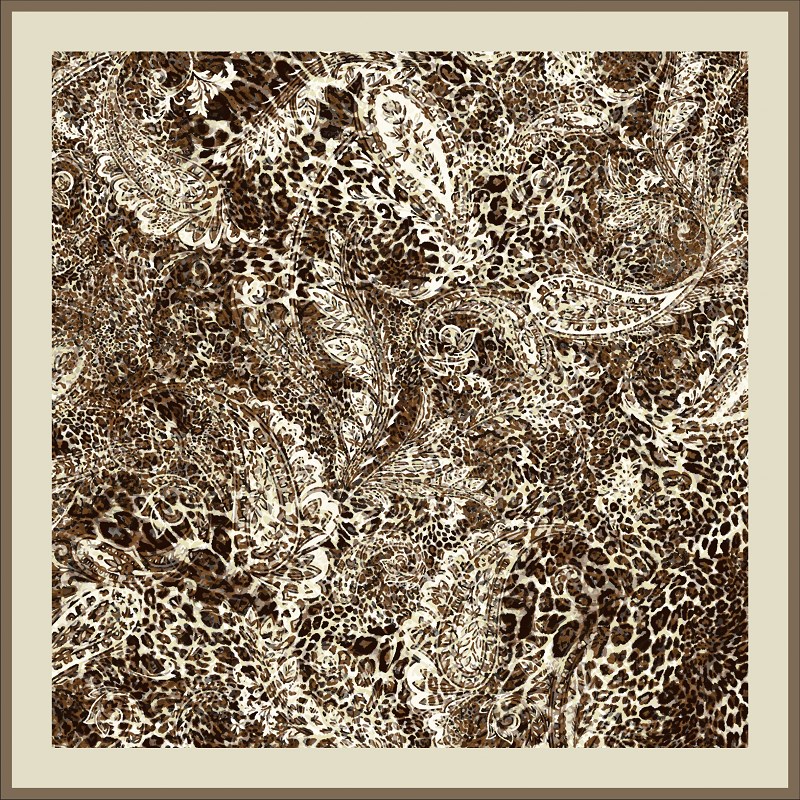 EŞARPDesenli İtalyan Şifon Eşarp Askısı ile Birlikte 110x110 cm