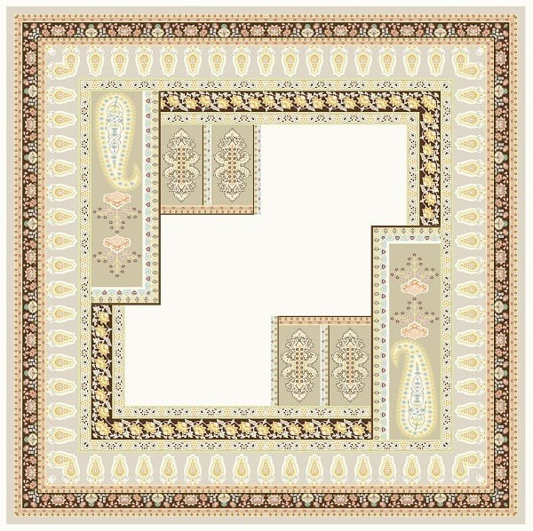 ScarfDesenli İtalyan Şifon Eşarp Askısı ile Birlikte 110x110 cm