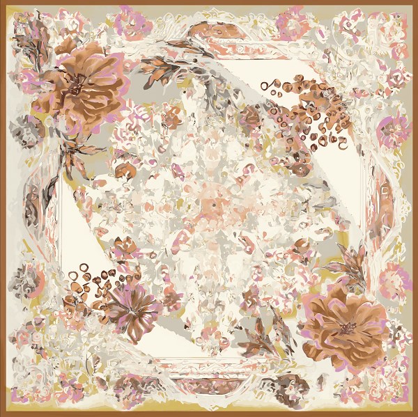 EŞARPDesenli İtalyan Şifon Eşarp Askısı ile Birlikte 110x110 cm