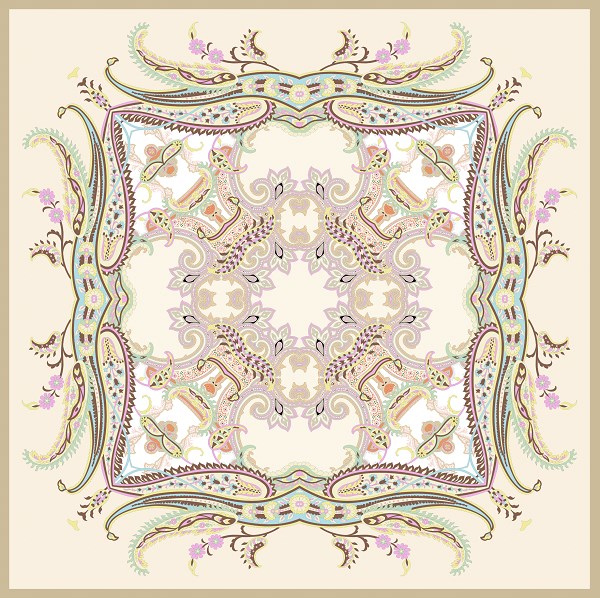 ScarfDesenli İtalyan Şifon Eşarp Askısı ile Birlikte 110x110 cm