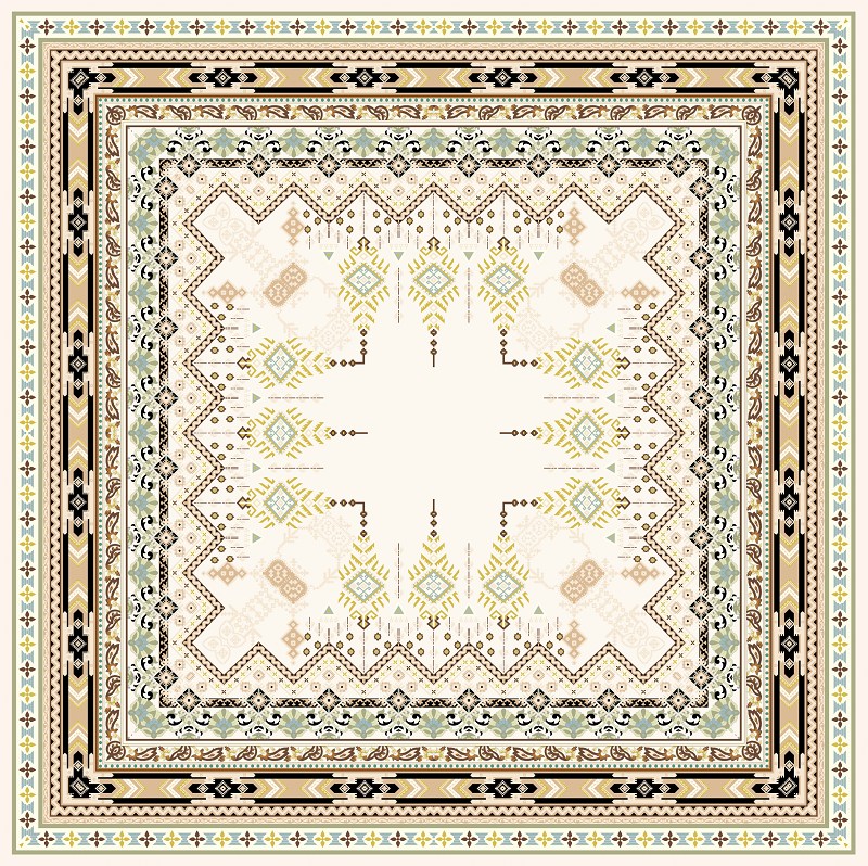 EŞARPDesenli İtalyan Şifon Eşarp Askısı ile Birlikte 90x90 cm