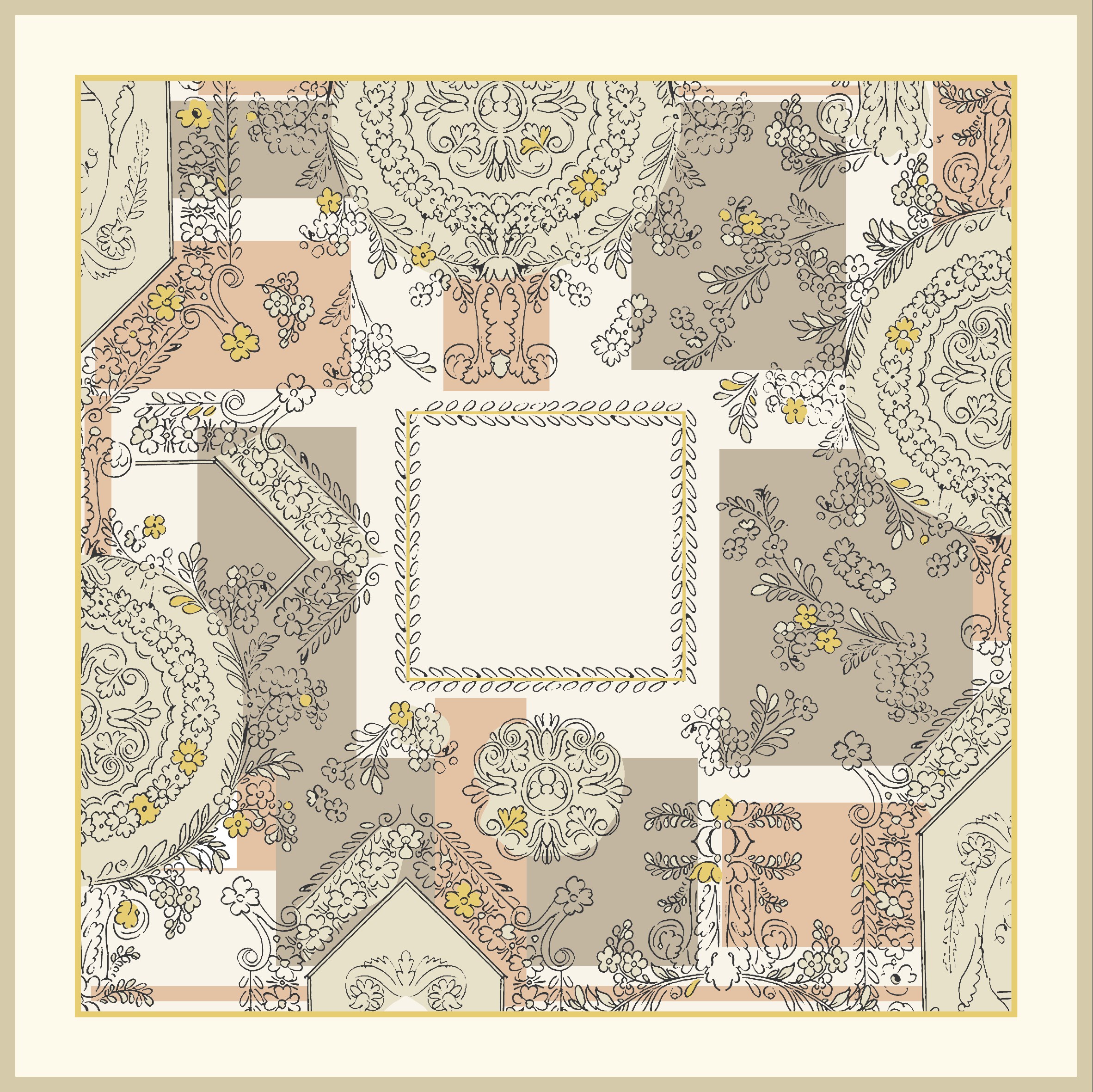 EŞARPDesenli İtalyan Şifon Eşarp Askısı ile Birlikte 90x90 cm