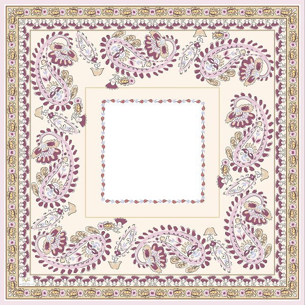 EŞARPDesenli İtalyan Şifon Eşarp Askısı ile Birlikte 110x110 cm
