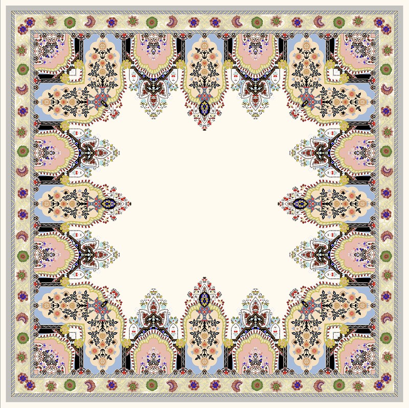 EŞARPDesenli İtalyan Şifon Eşarp Askısı ile Birlikte 110x110 cm