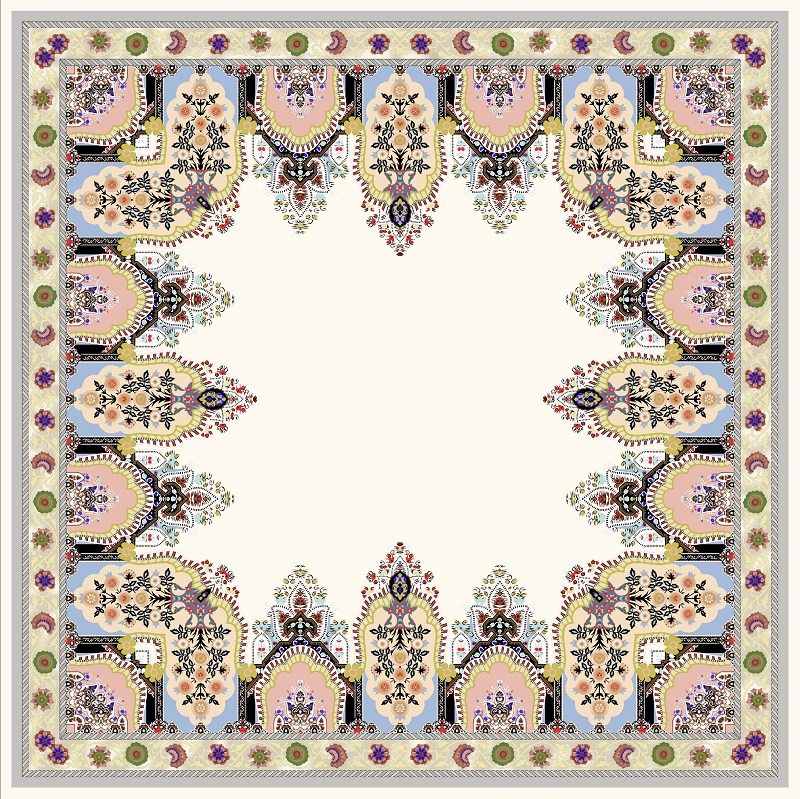 EŞARPDesenli İtalyan Şifon Eşarp Askısı ile Birlikte 110x110 cm