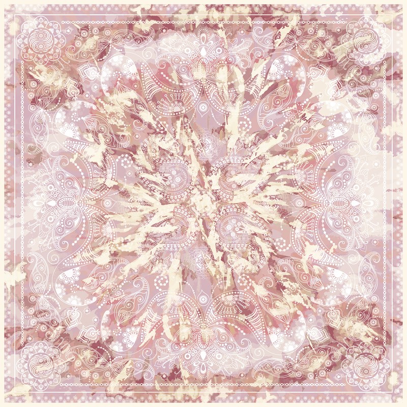 EŞARPDesenli İtalyan Şifon Eşarp Askısı ile Birlikte 110x110 cm