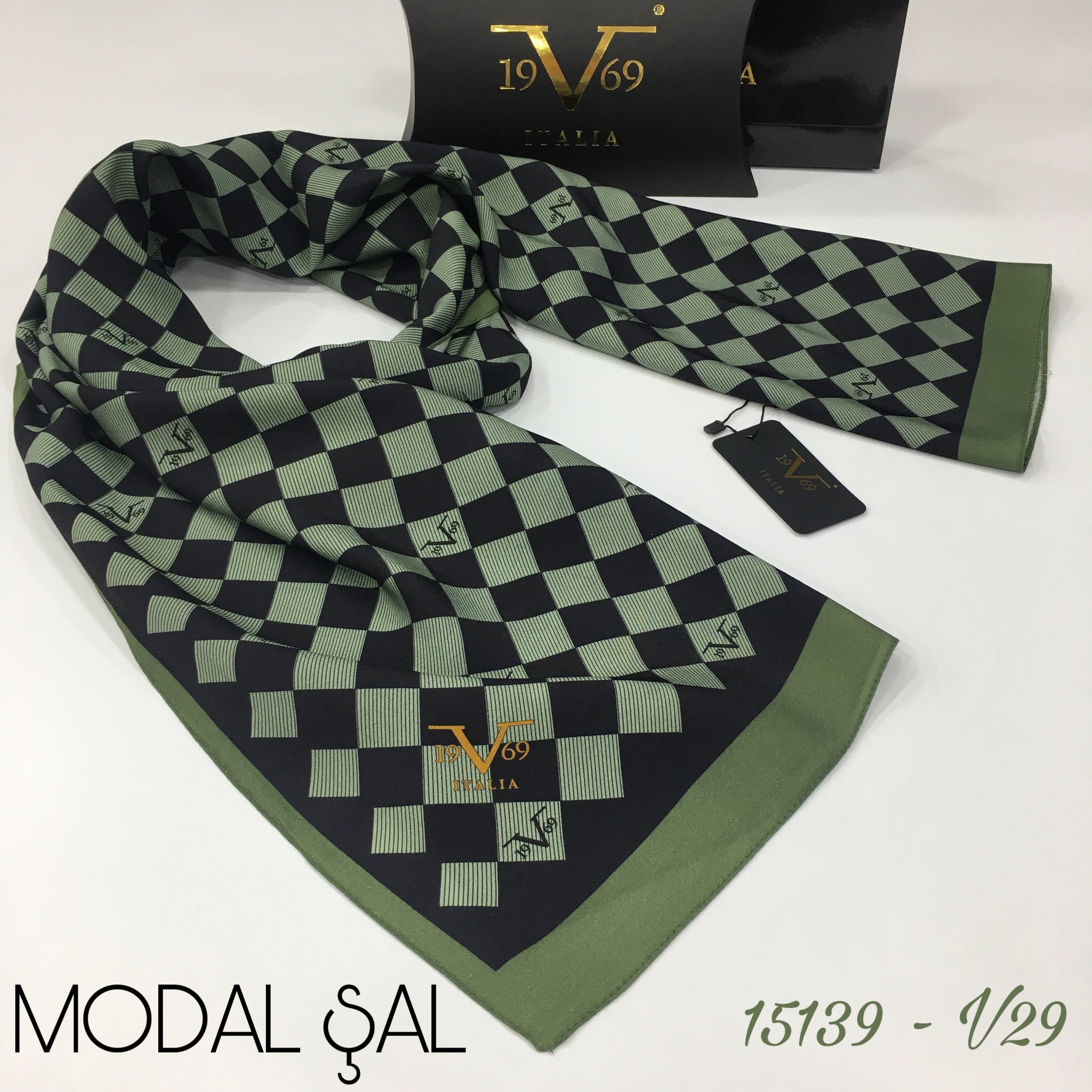 ŞALGeometrik Desen Modal Seri Şal Askısı ile Birlikte 75x190 cm