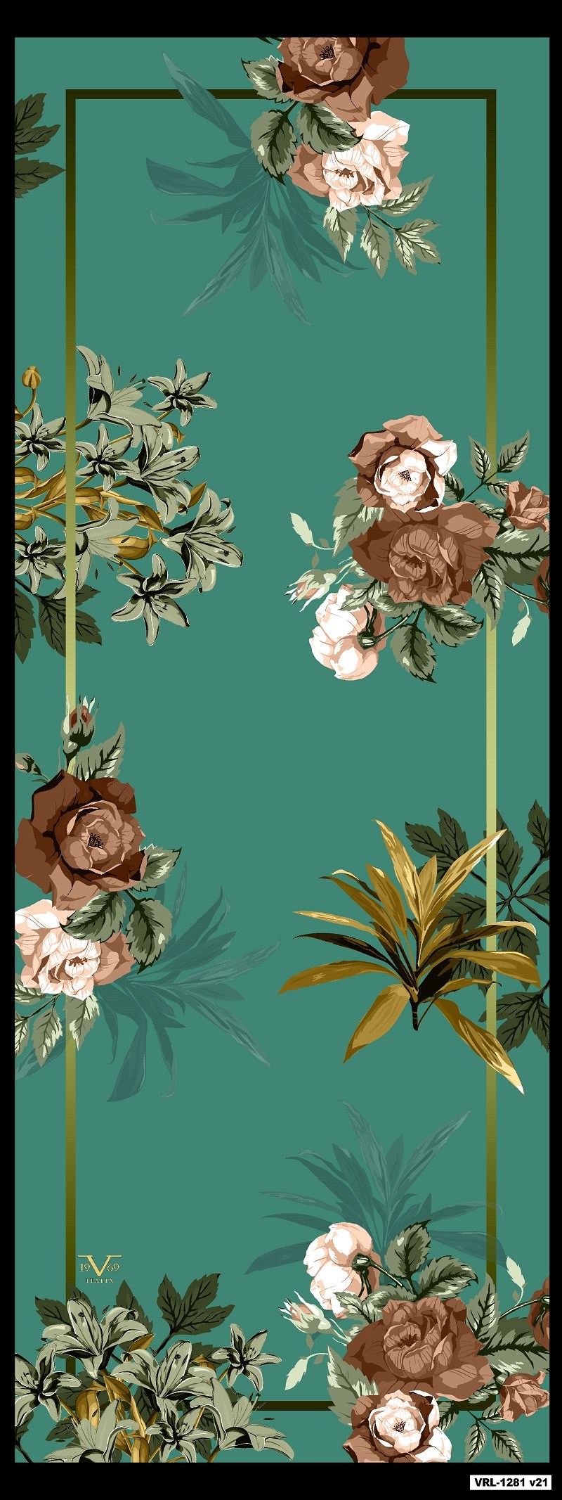 ŞALÇiçekli Desen Palermo Seri Şal Askısı ile Birlikte 75x200 cm